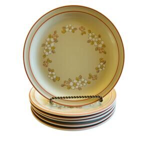 Vintage Chantilly Fleur De Bois Peach Stoneware Dinner Plate Hearthside Set of 6